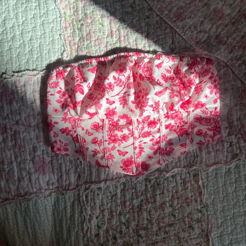 Shein Pink Floral Tube Top - Size M